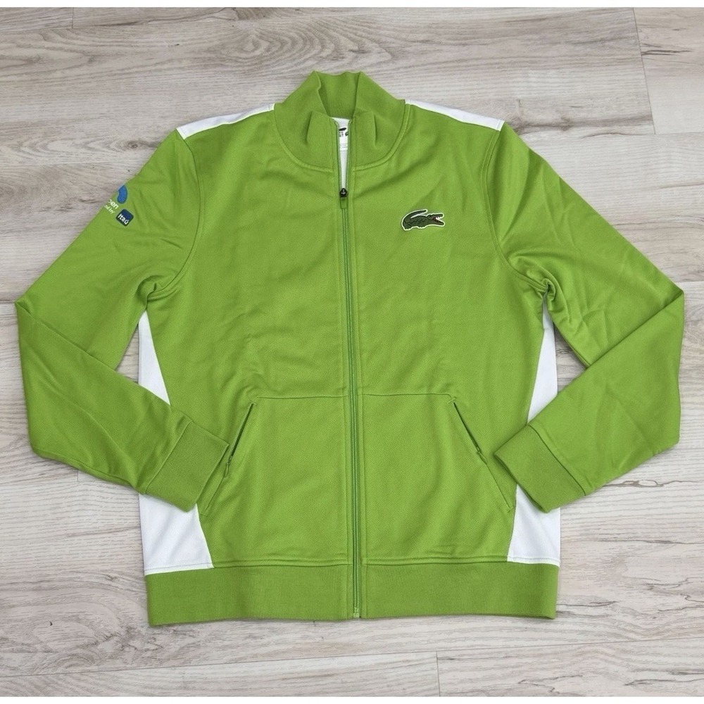 Lacoste Sport Track Jacket Mens Large Green Miami Open Tennis Full Zip SH7426